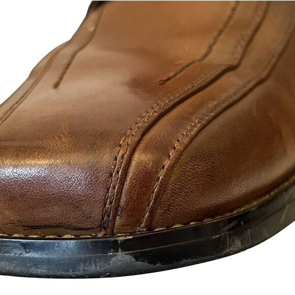 Stacy Adams Mens Square-Toe Leather Oxford Dress Shoes Tan Lace-Up Size 10.5M - Picture 6 of 11